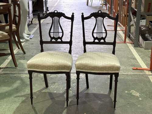 Pair of Edwardian lyre back chairs