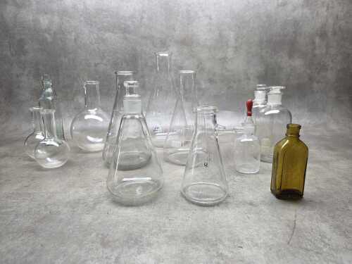 Vintage glass laboratory and apothecary glassware