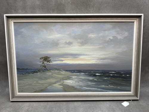 Stanislavs Kreics (1909-1992), stormy seascape. Oil painting on board