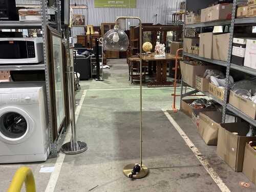 Gold-tone floor lamp with smoked perspex shade