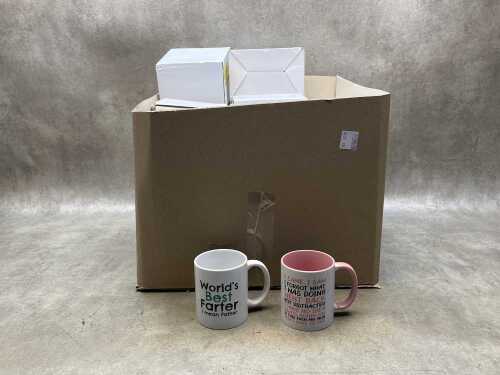 24 white ceramic assorted novelty mugs (unclaimed parcels goods)