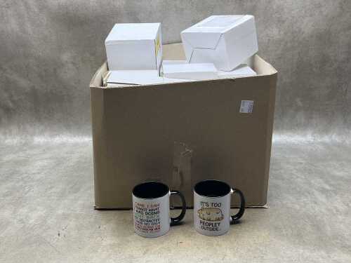 24 white ceramic assorted novelty mugs (unclaimed parcels goods)
