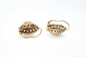 A pair of antique diamond earrings in 18 carat yellow gold - 3