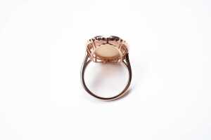 An opal and diamond ring in 14 carat rose gold - 3