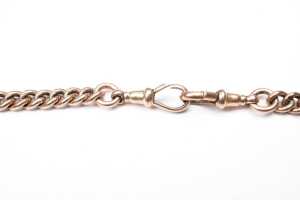 An antique curb link fob necklace in 9 carat rose gold - 3