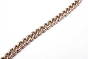 An antique curb link fob necklace in 9 carat rose gold - 4