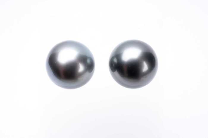 A pair of Tahitian pearl studs in 18 carat white gold