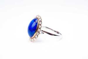 A lapis lazuli and diamond ring in 14 carat rose gold - 2