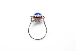 A lapis lazuli and diamond ring in 14 carat rose gold - 3