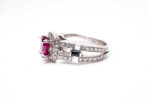 A ruby, sapphire and diamond ring in 18ct white gold - 3