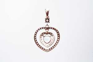 An aquamarine, pink sapphire and diamond pendant in 14 carat rose gold - 4
