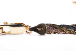 A woven collier in 14 carat three tone gold - 4