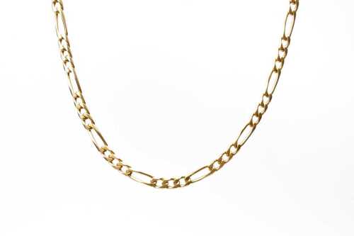 A figaro link necklace in 18 carat yellow gold