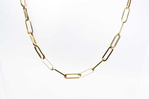 An Italian paperclip link necklace in 14 carat yellow gold