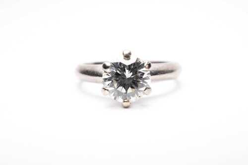 A diamond solitaire ring in 18 carat white gold