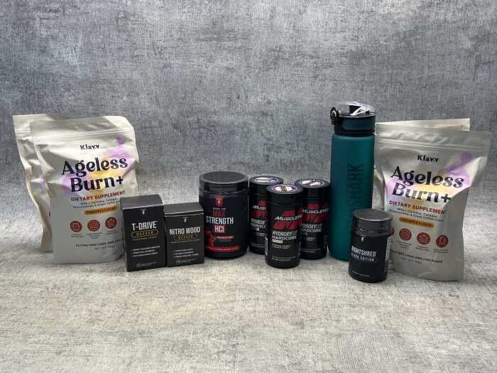 Group of fitness supplements