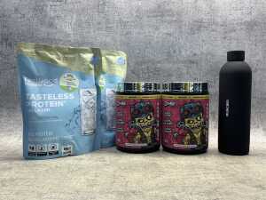 Group of fitness supplements