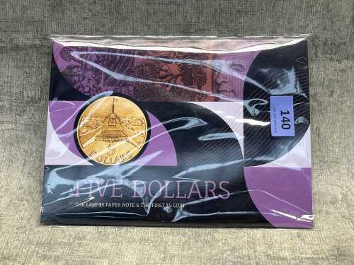 Australian $5 coin & note