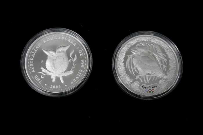 Australia's 2000 Kookaburra silver proof coin set, 2oz.