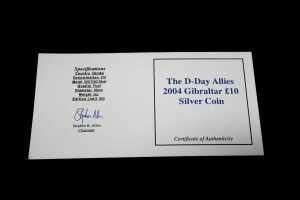 D-Day Allies Gibraltar 2004 10 pound silver proof coin, 5oz - 4