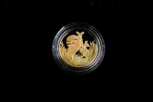Kangaroos at Dawn 2020 $25 gold proof coin, 99.99% 1/5 oz