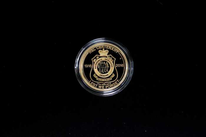 Returned Services League Centenary 2016 $25 gold proof coin, 99.99% gold 0.25 oz