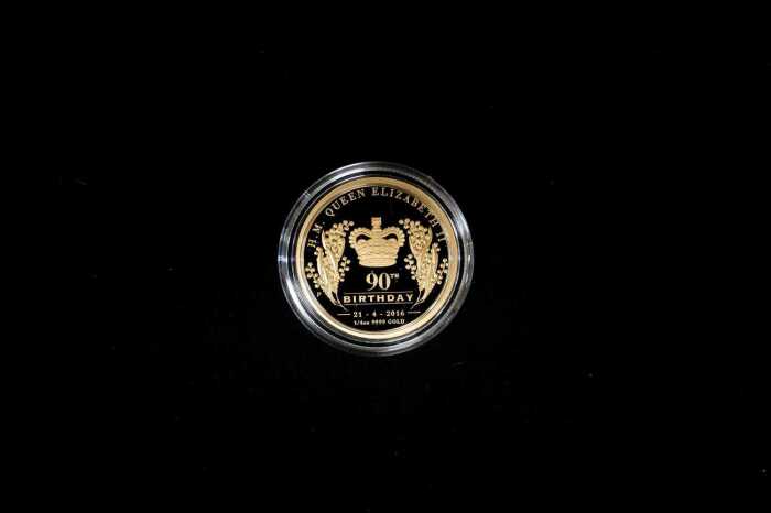 Queen Elizabeth II 90th Birthday 2016 $25 gold proof coin, 0.25oz