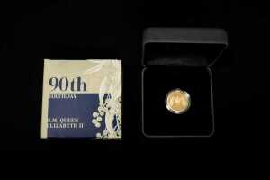 Queen Elizabeth II 90th Birthday 2016 $25 gold proof coin, 0.25oz - 3