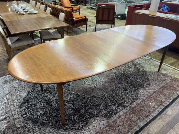 Parker Nordic mid-century teak D-end extension dining table