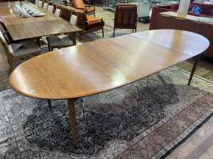 Parker Nordic mid-century teak D-end extension dining table