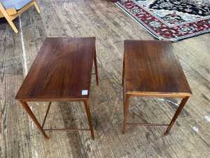 Two mid-century teak nesting side tables - 2