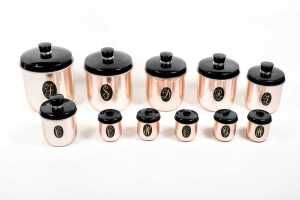 Set of mid-century Jason 'Model Maid' anodised aluminium kitchen canisters