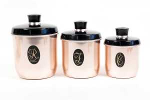 Set of mid-century Jason 'Model Maid' anodised aluminium kitchen canisters - 3