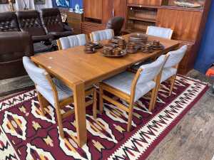 Danish Deluxe mid-century teak seven piece dining suite