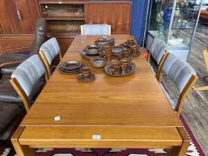 Danish Deluxe mid-century teak seven piece dining suite - 3