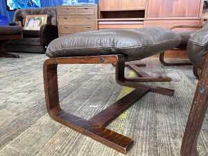 Pair of mid-century armchairs with matching footstools - 5