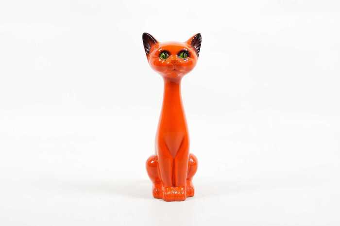 Mid-century ceramic Bandit cat in orange