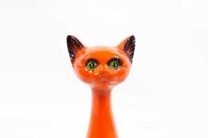 Mid-century ceramic Bandit cat in orange - 2