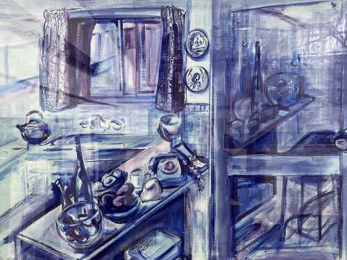 Betty Jungwirth, Night Reflections in Blue. Acrylic painting on Arches paper
