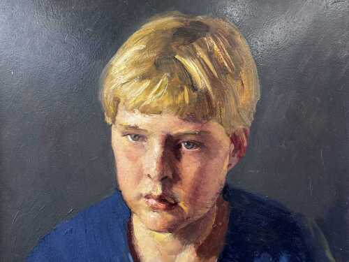 Robert Lyall Hannaford AM (1944-), portrait of a boy, 1996. Oil painting on board