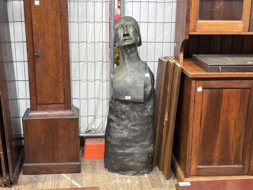 Stylised bust and torso of a man, metallic painted ceramic sculpture