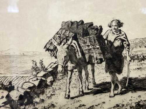 Lionel Lindsay (1874-1961), Bringing in the Turf, Connemara, Ireland, 100/100. Etching on paper
