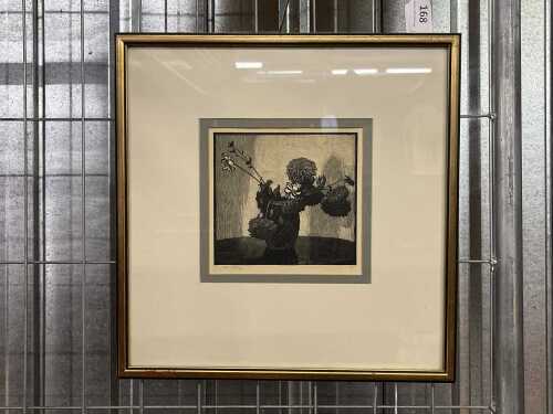 Lionel Lindsay (1874-1961), Dahlias, 1925, 28/100. Woodcut print on paper