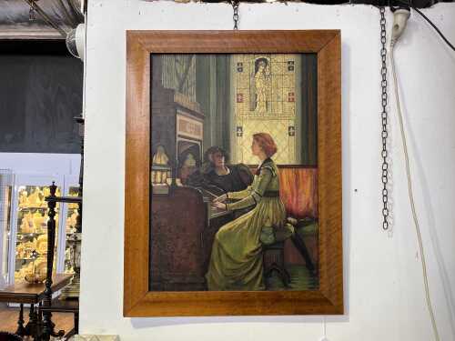 After Sir Frank Dicksee, Harmony. Oil painting on canvas mounted to board