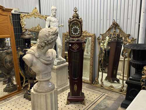 Antique style bracket clock and attached pedestal