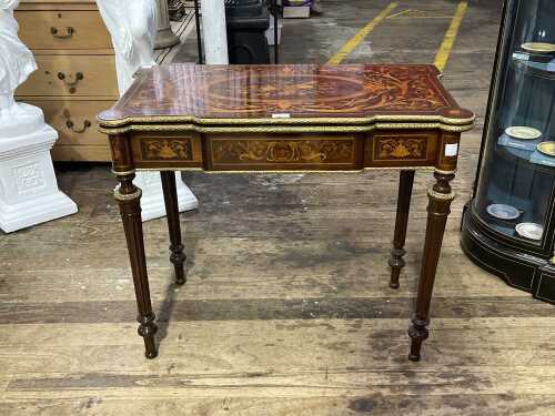 Antique French marquetry card table