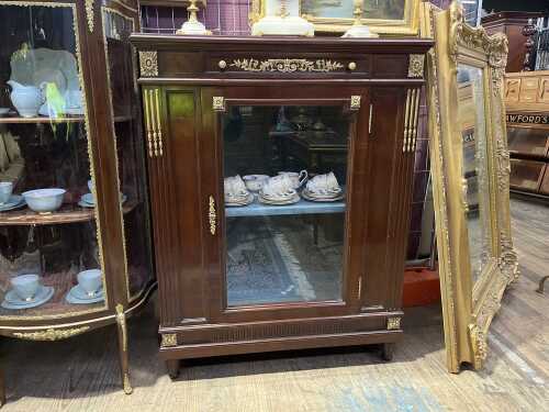Antique French style mahogany display cabinet