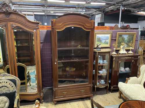 Antique French walnut bookcase or display cabinet