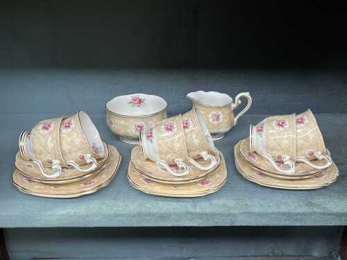 Royal Albert 'Devonshire Lace' porcelain tea setting for six