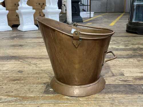 Antique copper two-handled coal scuttle